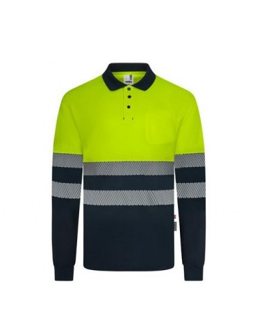 POLO GRIS BICOLOR M/L ALTA VISIBIL AZUL/AMAR T.M