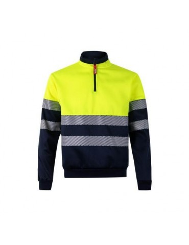 SUDADERA CREMALLERA ALTA VISIBIL AZUL/AMAR T.2XL