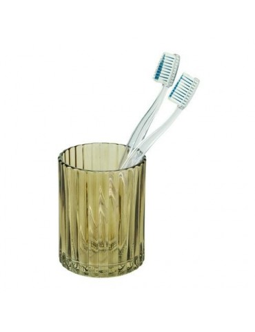 VASO DE DIENTES VIDRIO POMPEI MARRON VERDOSO