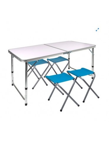 MESA CAMPING C/4 TABURETES 120X60X70 CM 52893