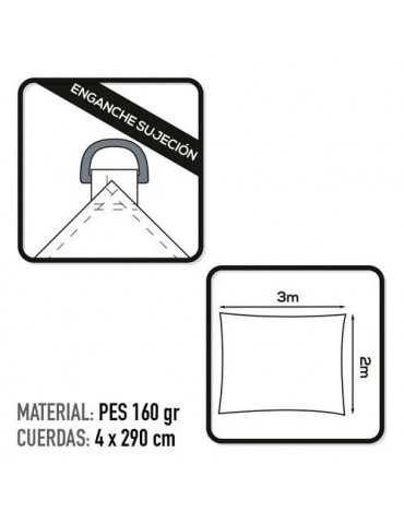 TOLDO SOMBREO RECTANGULAR POLIESTER 200X300M CREMA