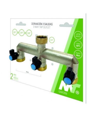 DERIVACION GRIFO JARDIN LATON 3 SALIDAS 3/4HX3/4M