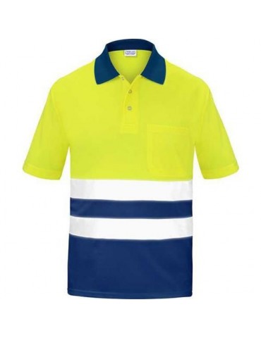POLO ALTA VISIBILIDAD BICOLOR MANGA CORTA AZUL 3XL