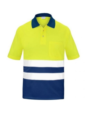 POLO ALTA VISIBILIDAD BICOLOR MANGA CORTA AZUL XL