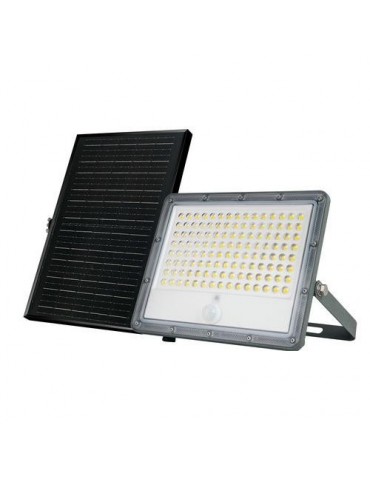 FOCO SOLAR CON PIR Y PANEL SOLAR EXTERNO IP65 12W 1800L