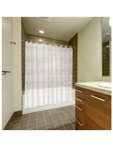 CORTINA BAÑO CALDEA PVC 180X200 TRANS.C/ANILLAS