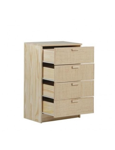 COMODA MADERA Y FIBRA NATURAL AURA 65X36X96CM
