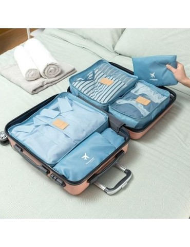 SET BOLSAS ORGANIZADORAS MALETAS 6 PIEZAS AZUL