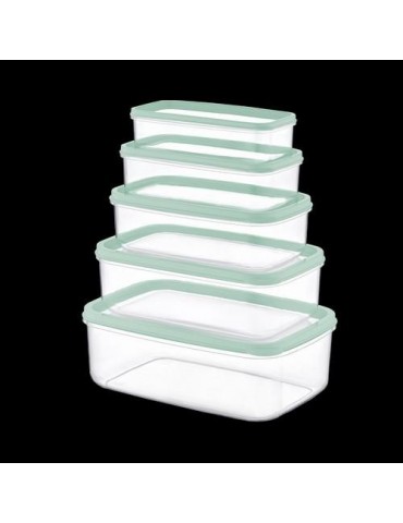 SET 5 TUPPER RECTANG VERDE 330-530-850-1300-2100ML