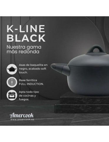 CACEROLA C/TAPA 24CM 5L K-LINE BLACK KLI0524