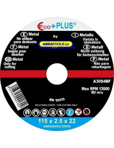 DISCO CORTE ACERO 115X2.5X22.23MM A30S