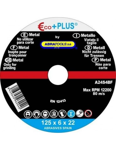DISCO DESBASTE ACERO 125X6X22.23MM A24S
