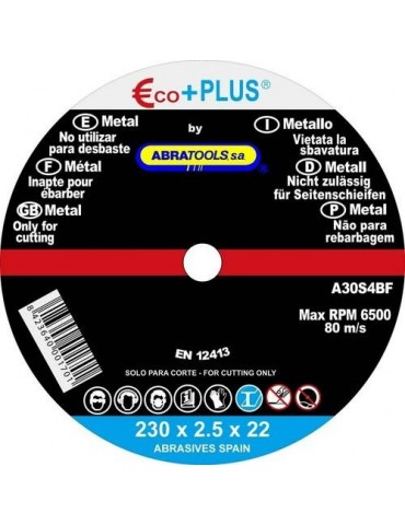 DISCO CORTE ACERO 230X2.5X22.23MM A30S