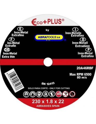 DISCO CORTE ACERO INOX 230X1,8X22MM A46RBF