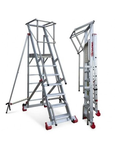 ESCALERA ALMACEN C/PLATAFORMA Y RUEDAS 4 PEL 100CM