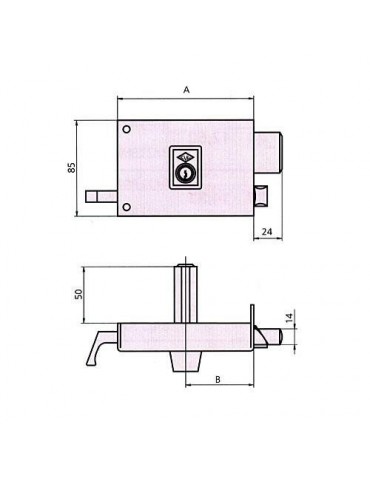 CERRADURA SOBREPONER 1125A 14 IZDA. HE RD. CVL